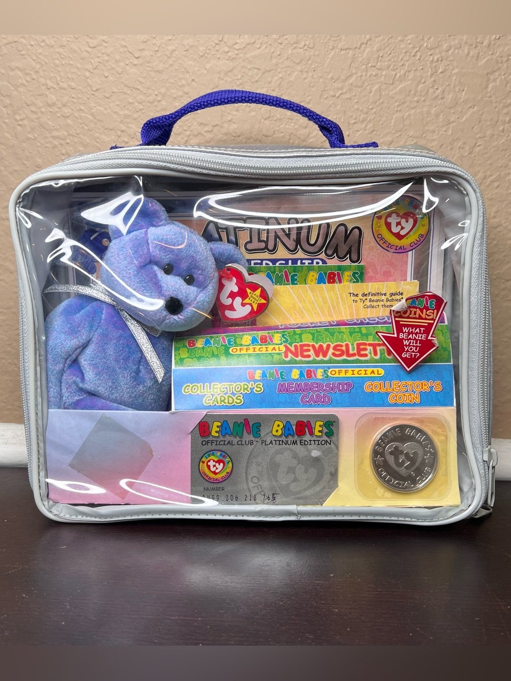 Vintage 1999 Ty Beanie Babies Clubby II Platinum Membership Set Y2K Bear Coin